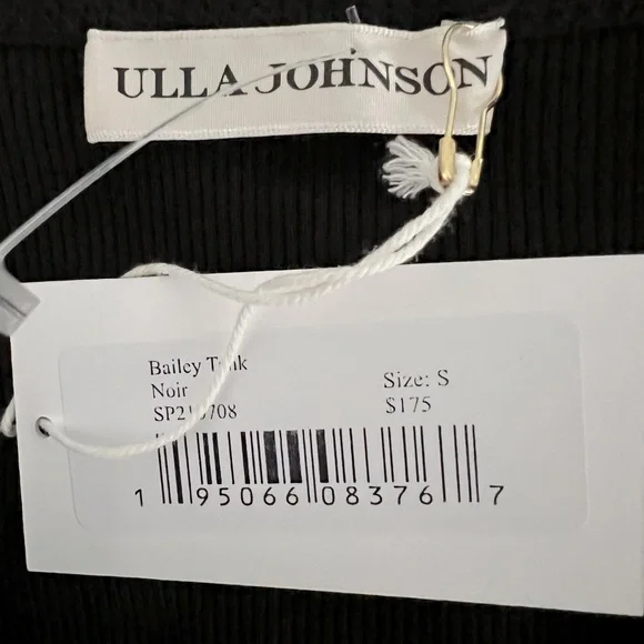 NWT Ulla Johnson Bailey Bow Shoulder Cotton Tank in Noir Black Size Small - Picture 8 of 11